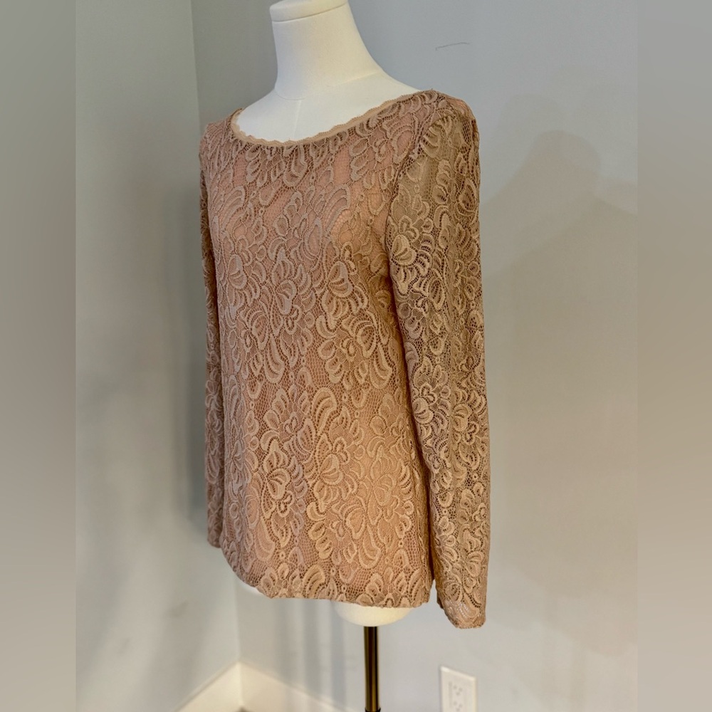 White House Black Market Pink Lace Lined Top - Picture 4 of 7